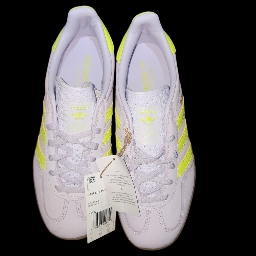 Adidas Women's Gazelle Indoor Silver Dawn/Solar Yellow/Gum - Picture 4 of 8